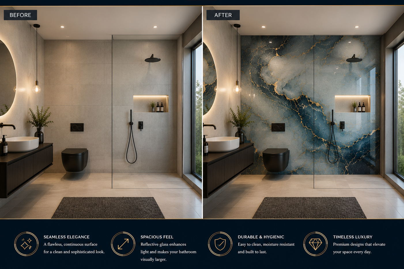 Glass Bathroom Wall Panels